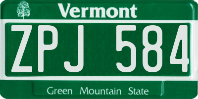 VT license plate ZPJ584