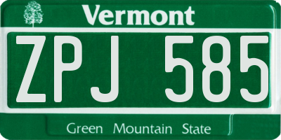 VT license plate ZPJ585
