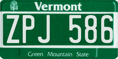 VT license plate ZPJ586