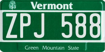 VT license plate ZPJ588