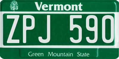 VT license plate ZPJ590