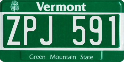 VT license plate ZPJ591