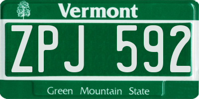 VT license plate ZPJ592