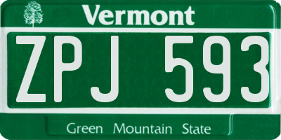 VT license plate ZPJ593