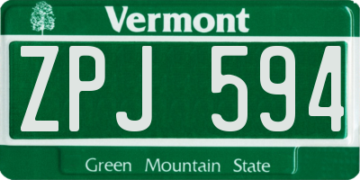 VT license plate ZPJ594