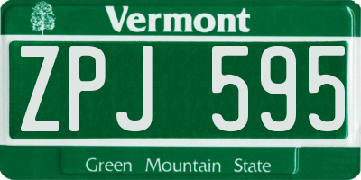 VT license plate ZPJ595