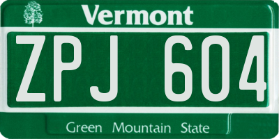 VT license plate ZPJ604