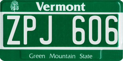 VT license plate ZPJ606