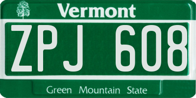 VT license plate ZPJ608