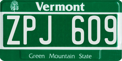 VT license plate ZPJ609