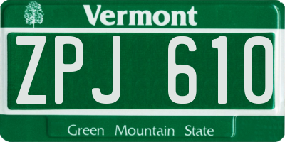 VT license plate ZPJ610