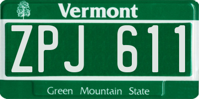 VT license plate ZPJ611