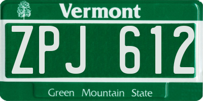 VT license plate ZPJ612