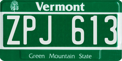VT license plate ZPJ613