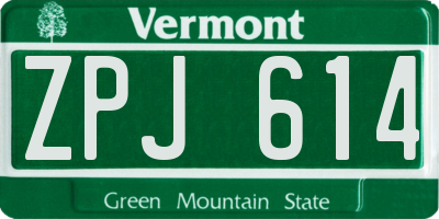 VT license plate ZPJ614