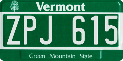 VT license plate ZPJ615