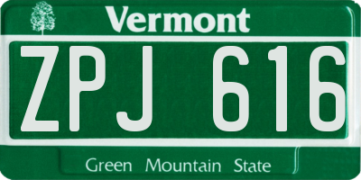 VT license plate ZPJ616