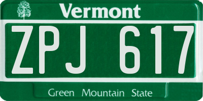 VT license plate ZPJ617