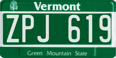 VT license plate ZPJ619