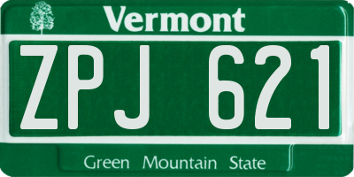 VT license plate ZPJ621