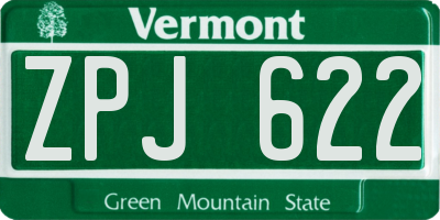 VT license plate ZPJ622