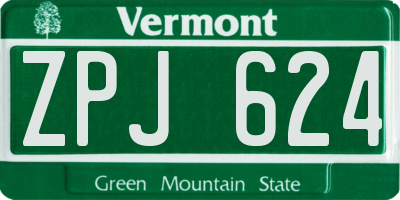 VT license plate ZPJ624