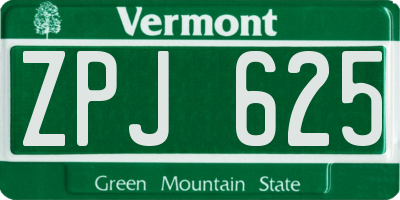 VT license plate ZPJ625