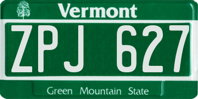 VT license plate ZPJ627