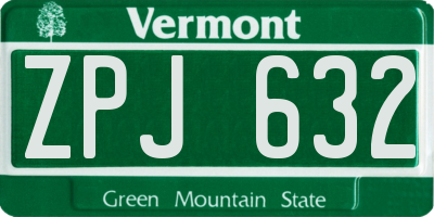 VT license plate ZPJ632