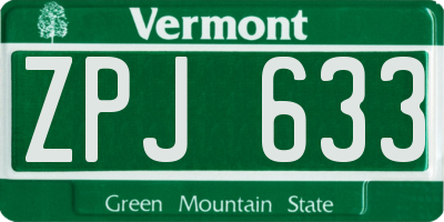 VT license plate ZPJ633