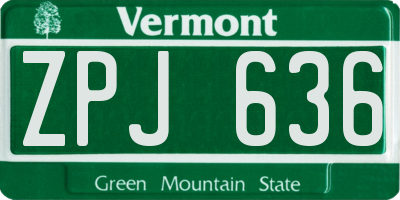 VT license plate ZPJ636