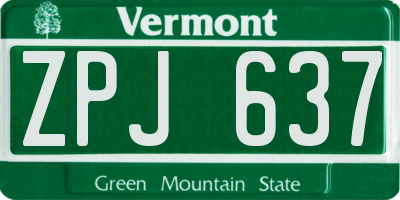 VT license plate ZPJ637