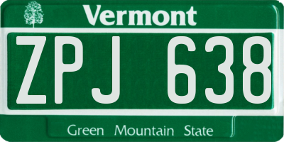 VT license plate ZPJ638