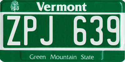 VT license plate ZPJ639
