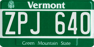 VT license plate ZPJ640