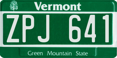VT license plate ZPJ641