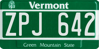 VT license plate ZPJ642