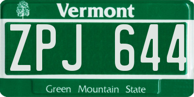 VT license plate ZPJ644
