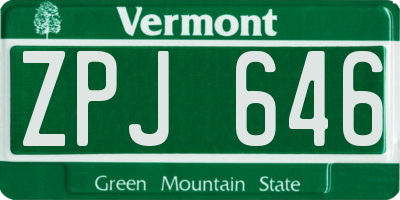 VT license plate ZPJ646