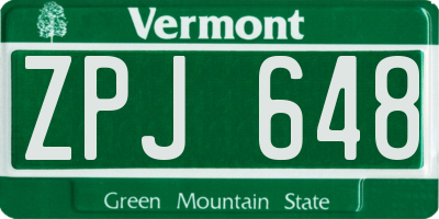 VT license plate ZPJ648