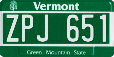 VT license plate ZPJ651