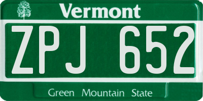 VT license plate ZPJ652