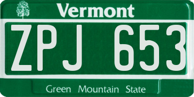 VT license plate ZPJ653