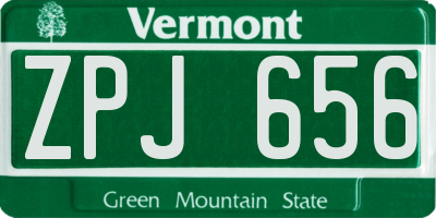 VT license plate ZPJ656
