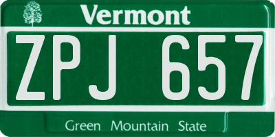 VT license plate ZPJ657
