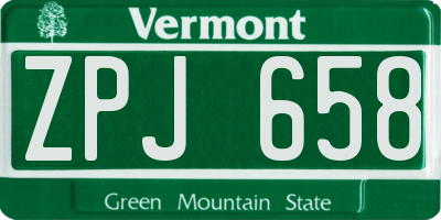 VT license plate ZPJ658