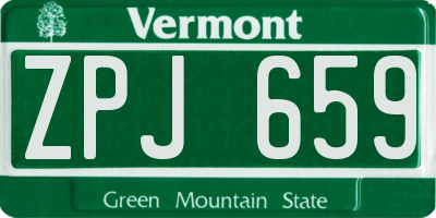 VT license plate ZPJ659