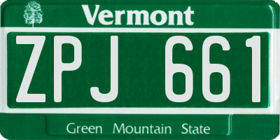 VT license plate ZPJ661