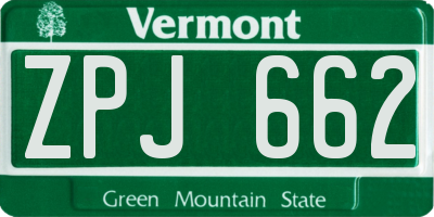 VT license plate ZPJ662