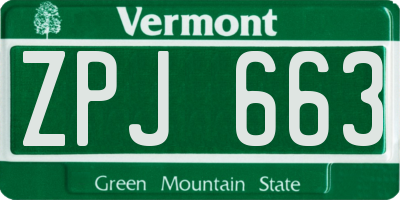 VT license plate ZPJ663